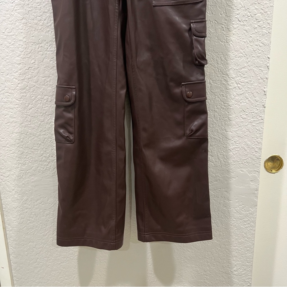 LPA Germano Faux Leather Cargo Pant in Dark Chocolate SIZE XS - Picture 5 of 11